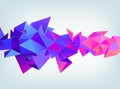 Vector faceted 3d crystal colorful shape, banner. crystal, horizontal orientation purple and pink colors.