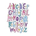 Vector fairy alphabet. Lettering, initial letters, vintage medieval style