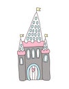 Vector Fairy tale castle. Illustration, isolated on white background. Royalty Free Stock Photo