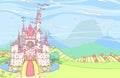 Vector fairytale castle fortress