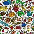 Vector fall doodle seamless pattern