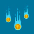 Vector falling coins concept in fla style Royalty Free Stock Photo