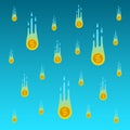 Vector falling coins concept in fla style Royalty Free Stock Photo