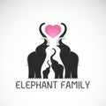 Vector of family elephants and pink heart on white background. Royalty Free Stock Photo