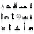 Vector Famous Monument icons Set Royalty Free Stock Photo