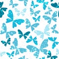 Vector fantasy seamless pattern with blue butterflies