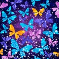 Vector fantasy seamless pattern with butterflies