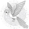 Vector fantasy stylized cockatoo jungle parrot silhouette. Royalty Free Stock Photo