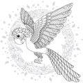 Vector fantasy stylized cockatoo jungle parrot silhouette. Royalty Free Stock Photo