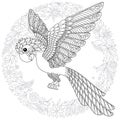 Vector fantasy stylized cockatoo jungle parrot silhouette. Royalty Free Stock Photo