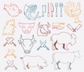 Vector farm animal bundle colored