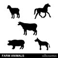 Vector Farm Animals Silhouettes Royalty Free Stock Photo