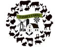 Vector farm and farming icons and design elements. Farm animals collection. Royalty Free Stock Photo