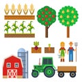 Vector farm harvesting equipment for agriculture and horticulture farming natural fruits and hand tools Royalty Free Stock Photo