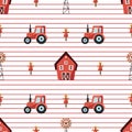 Vector farm illustration. Seamless vector farm pattern.