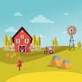 Vector farm illustration. Vector farm landspace