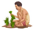 Vector of farmer plucking vegetables