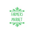 Vector Farmers Market Doodle Sign, Hand Drawn Letters.