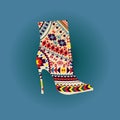 Vector Fashion Beautiful boot on high heel. Royalty Free Stock Photo