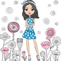 Vector fashion cute happy girl Royalty Free Stock Photo