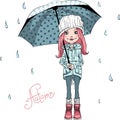 Vector fashion girl in autumn clothes Royalty Free Stock Photo