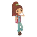 Vector Fashion Girl Illustration with a Cute Fashion Kid