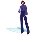 VECTOR FASHION ILLUSTRATION OF STYLISH WOMAN IN TRENDY CLOTHES.
