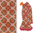 Vector fashion illustration, stylized Indian sari, dress model
