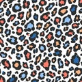 Fashion seamless pattern with leopard fur. Colorful animal skin on white background Royalty Free Stock Photo