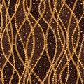 Fashion trendy seamless pattern with gold chains and leopard skin on brown background