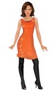 Vector fashion young woman in orange dress and black over-knee high heel boots Royalty Free Stock Photo