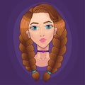 Girl with big and thick braids Royalty Free Stock Photo