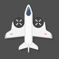 Vector fast airplane illustration plane top view trip and aircraft transportation travel design object. Royalty Free Stock Photo