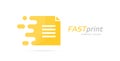 Vector fast file logo combination. Speed document symbol or icon. Unique page and note logotype design template. Royalty Free Stock Photo