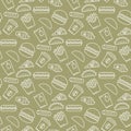 Vector fast food icons seamless pattern