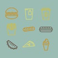 Vector fast food icons set