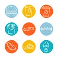 Vector fast food icons set