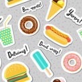 Vector fast food snacks seamless pattern food Royalty Free Stock Photo