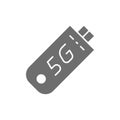 Vector fast 5G internet modem grey icon.