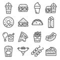 Vector FastFood and street food icons set.