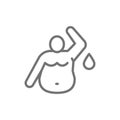 Fat sweaty man, obesity man line icon. Royalty Free Stock Photo