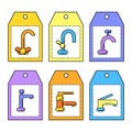 Vector faucet labels. Plumbing elements for design and web. Royalty Free Stock Photo