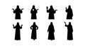 Silhouettes of People in Long Robes Gesturing and Holding Objects Vector Illustration Royalty Free Stock Photo