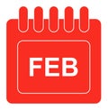 Vector february on monthly calendar red icon