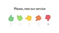 Vector feedback survey flat icon set. Five color hand thumb up and down symbol with check box button on white. Design element for Royalty Free Stock Photo