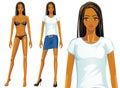 Vector female t-shirt fashion model (African)