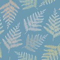 Vector Ferns in Earthy Gold Green Brown Blue Seamless Repeat Pattern Royalty Free Stock Photo