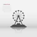 Vector ferris wheel icon in flat style. Carousel in park sign illustration pictogram. Amusement ride business concept