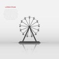 Vector ferris wheel icon in flat style. Carousel in park sign illustration pictogram. Amusement ride business concept