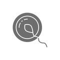 Vector fertilization, ovum, spermatozoon, sperma grey icon. Royalty Free Stock Photo